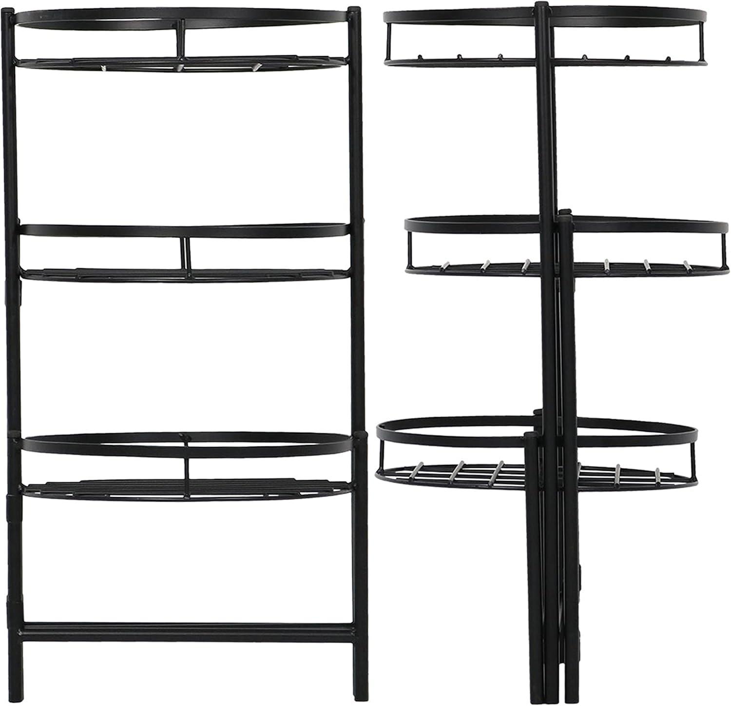 imageSunnydaze 22quot 3Tiered Metal Plant Stand for Indoor or Outdoor Flowerpot Holder Set of 2 Black