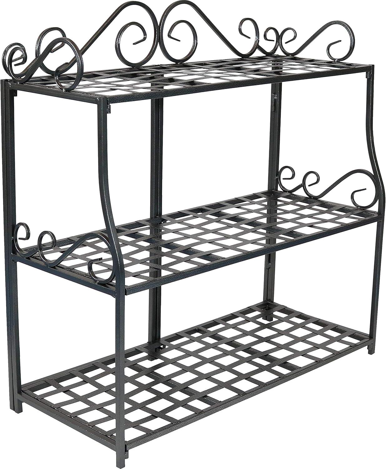 imageSunnydaze 3Tier Metal Iron Plant Stand with Scroll Design