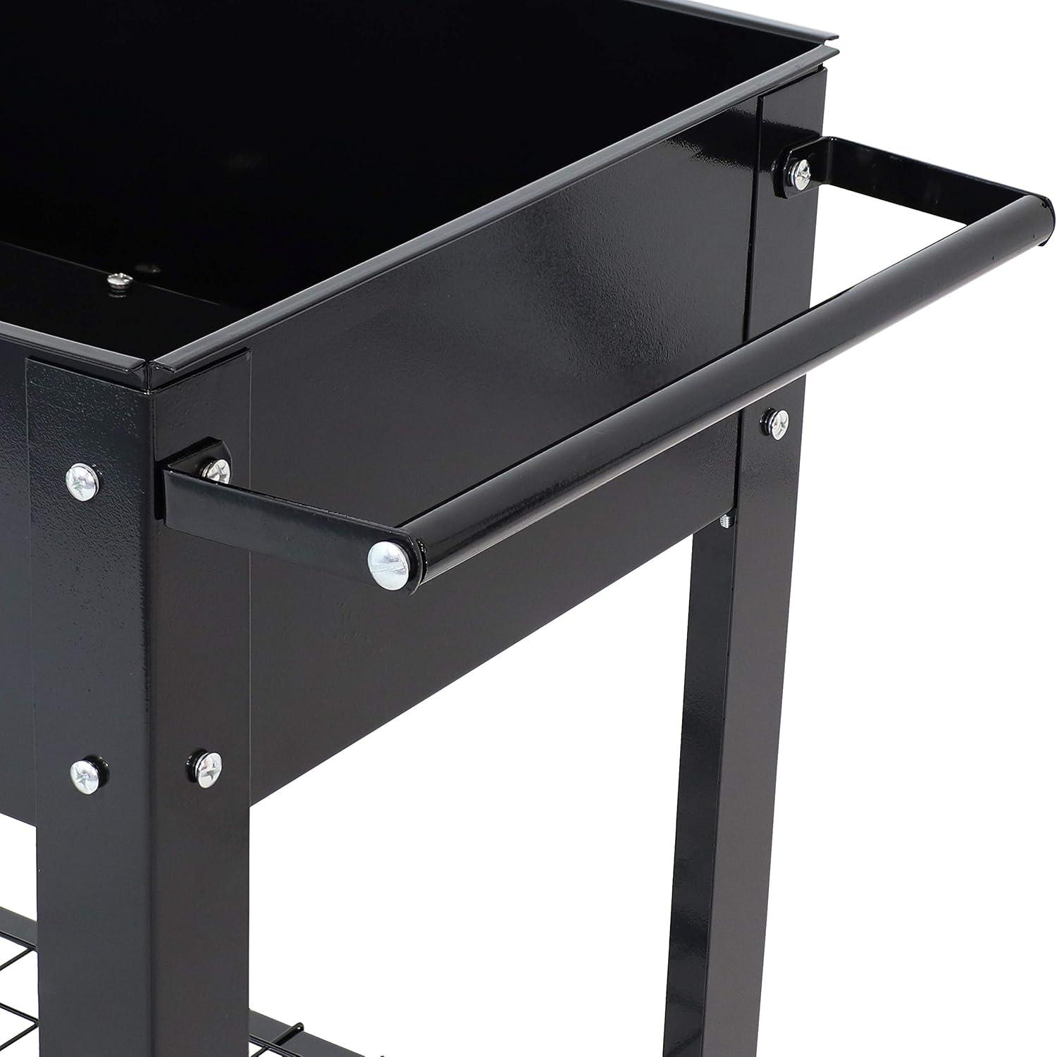 imageSunnydaze 43Inch Galvanized Steel Raised Garden Bed with Legs Outdoor Elevated Planter Box with Wheels for Vegetables BlackBlack