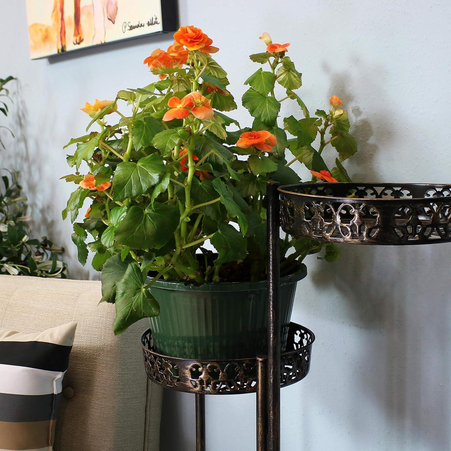 imageSunnydaze 46Inch 10Tier Steel Indoor and Outdoor Folding Plant Stand Bronze Finish