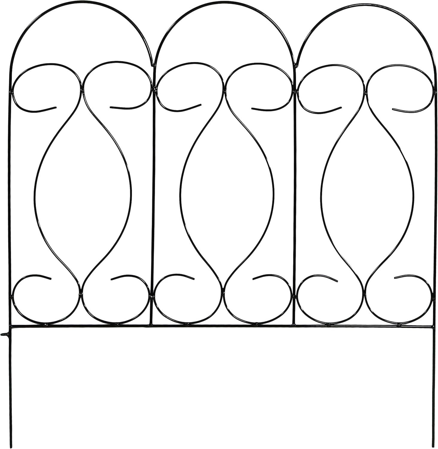 imageSunnydaze 5Panel Traditional Garden Border Fence Set Decorative Garden Fence Panels 24quot W x 24quot D Per Panel 10ft L BlackBlack