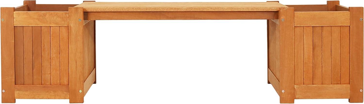 imageSunnydaze 68Inch Meranti Wood Outdoor Planter Box Bench with Teak Oil Finish