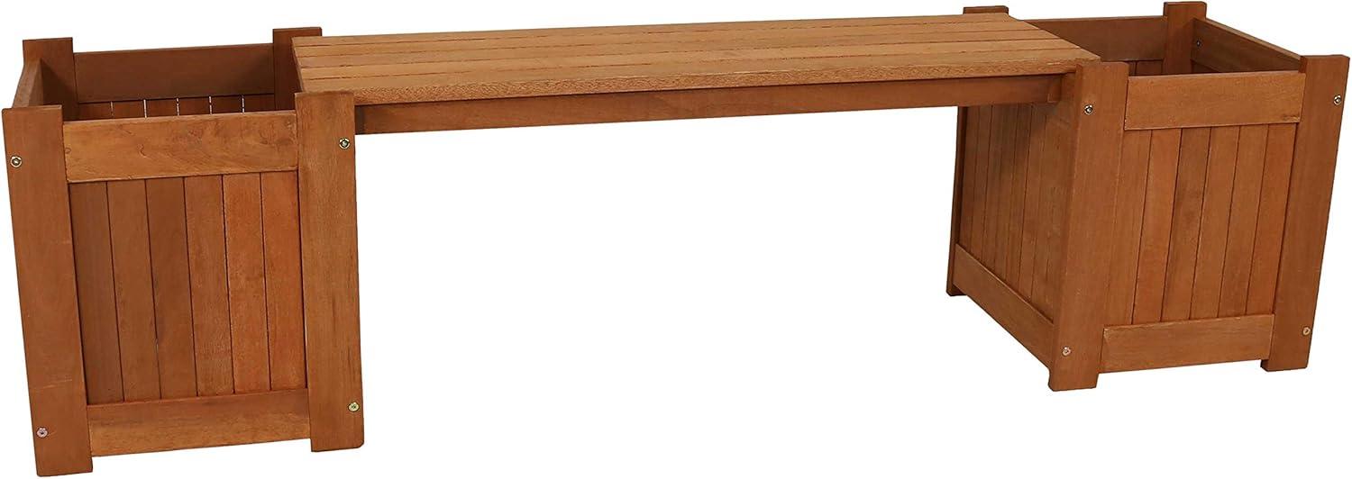 imageSunnydaze 68Inch Meranti Wood Outdoor Planter Box Bench with Teak Oil Finish