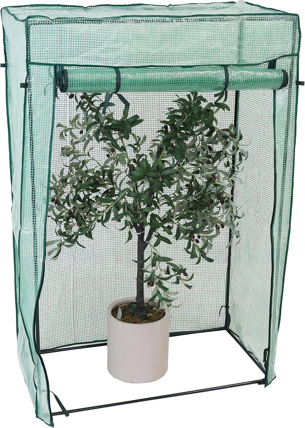 imageSunnydaze Deluxe Potted and Tomato Plant Greenhouse Portable Plant Starter Hothouse Tent with RollUp Zippered Door Green