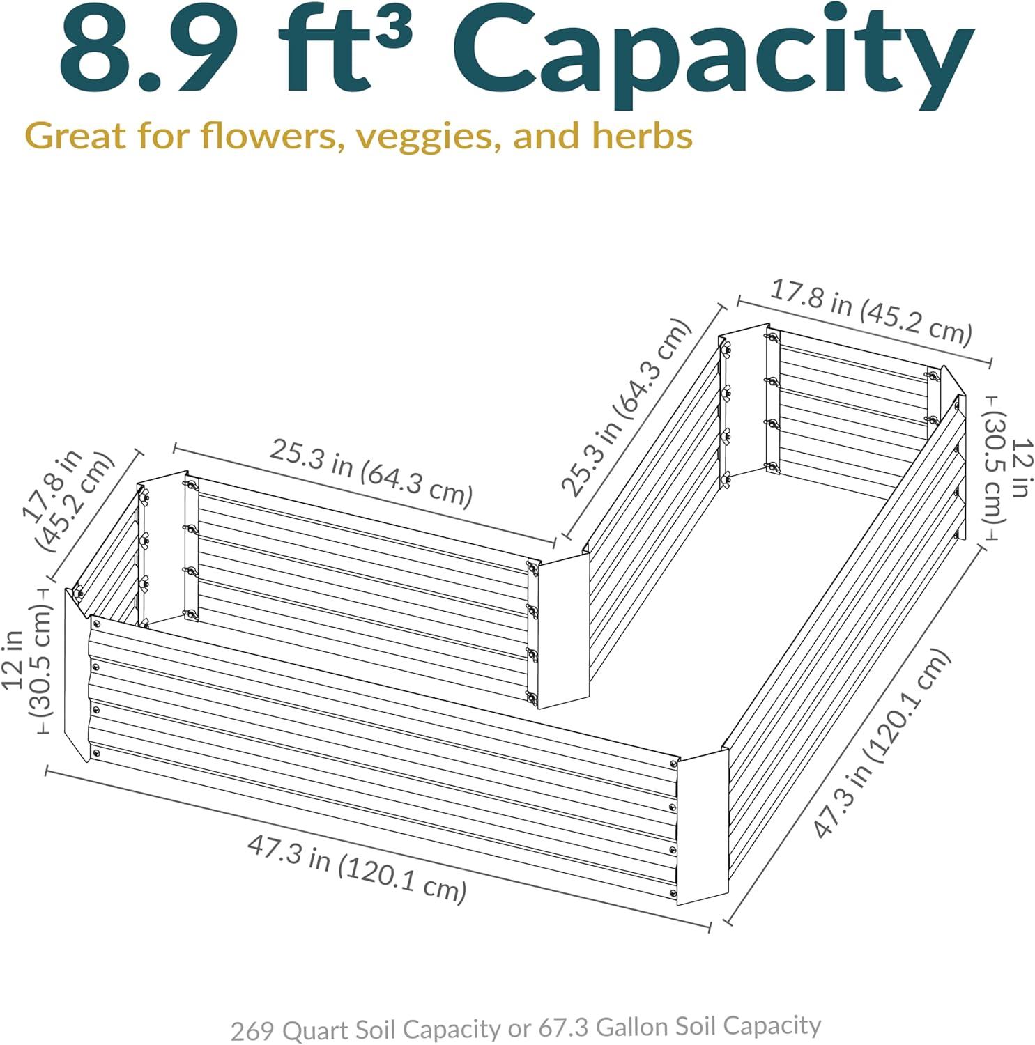 imageSunnydaze Galvanized Raised Garden Bed Metal Raised Bed for Gardening Outdoor Planter Box for Flowers Plants and Vegetables Green 12quot LShaped