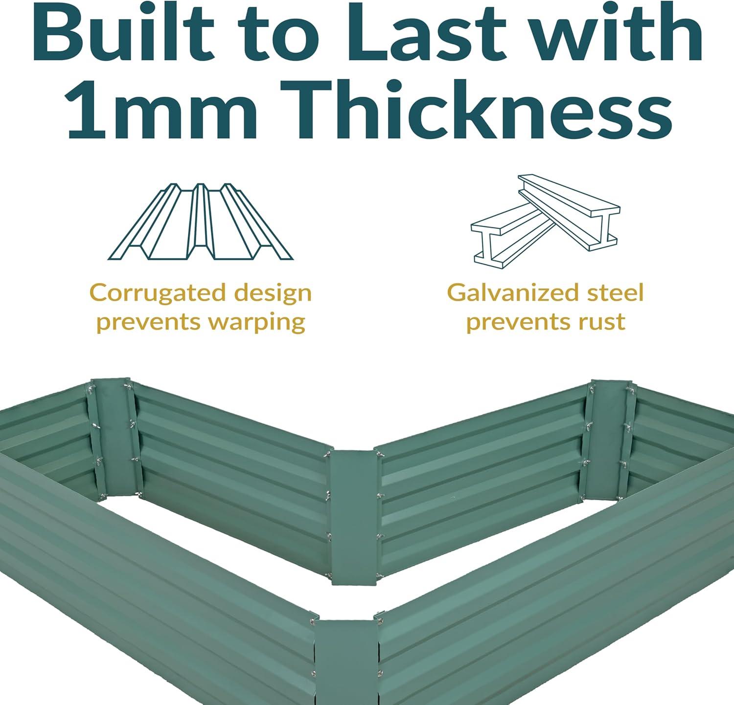 imageSunnydaze Galvanized Raised Garden Bed Metal Raised Bed for Gardening Outdoor Planter Box for Flowers Plants and Vegetables Green 12quot LShaped