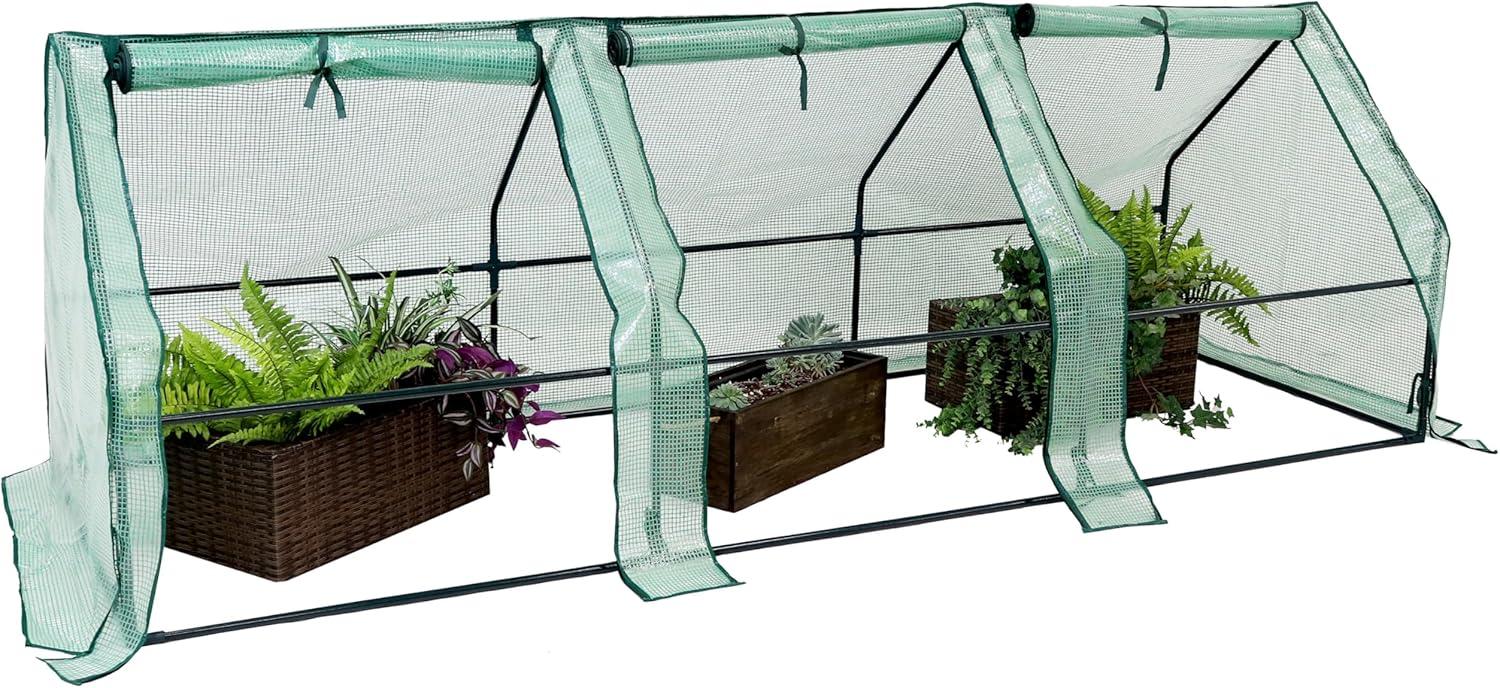 imageSunnydaze Outdoor Portable Mini Cloche Greenhouse with 3 Zipper Doors Green