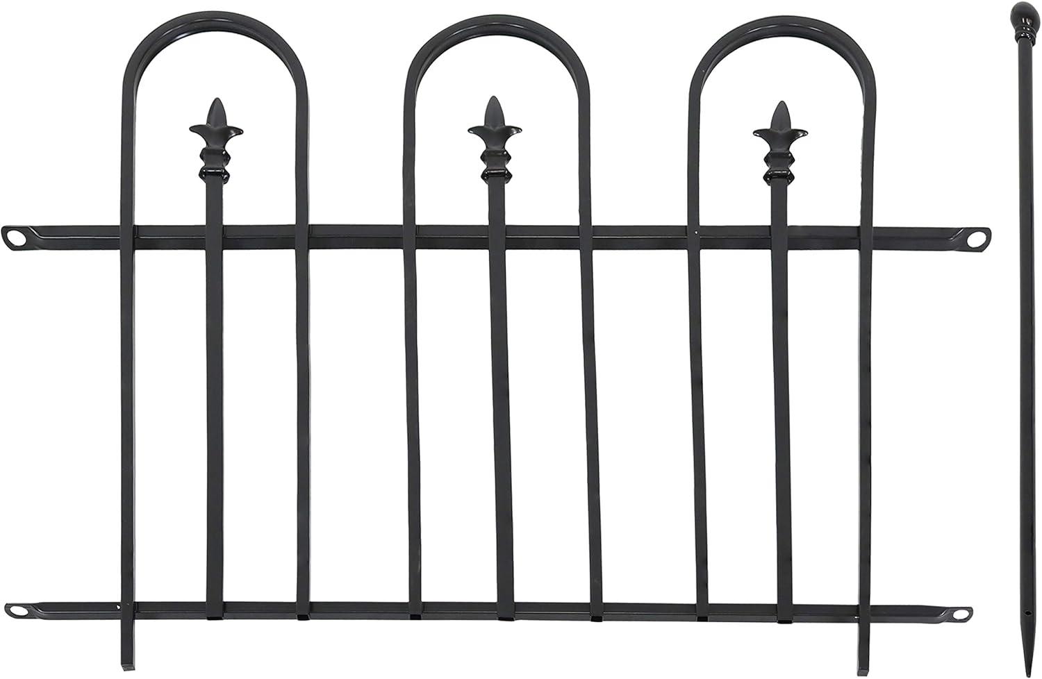 imageSunnydaze Strasbourg 6 Set of 2 Steel Decorative Garden Fence Panels 375quot W x 305quot H Per Panel Black