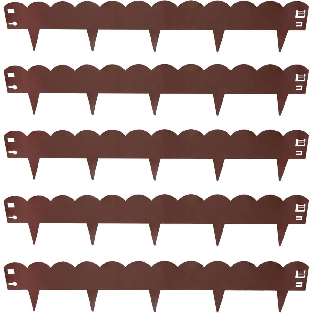 imageSunnydaze 16 Metal Landscape Edging Border  5Pack of 4 2 x 7 Steel Garden Edging for Landscaping  Brown  StraightBrown