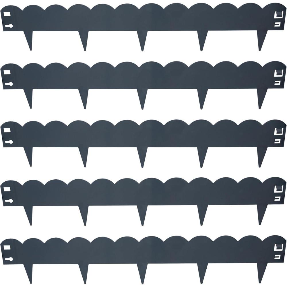 imageSunnydaze 16 Metal Landscape Edging Border  5Pack of 4 2 x 7 Steel Garden Edging for Landscaping  Brown  StraightGray