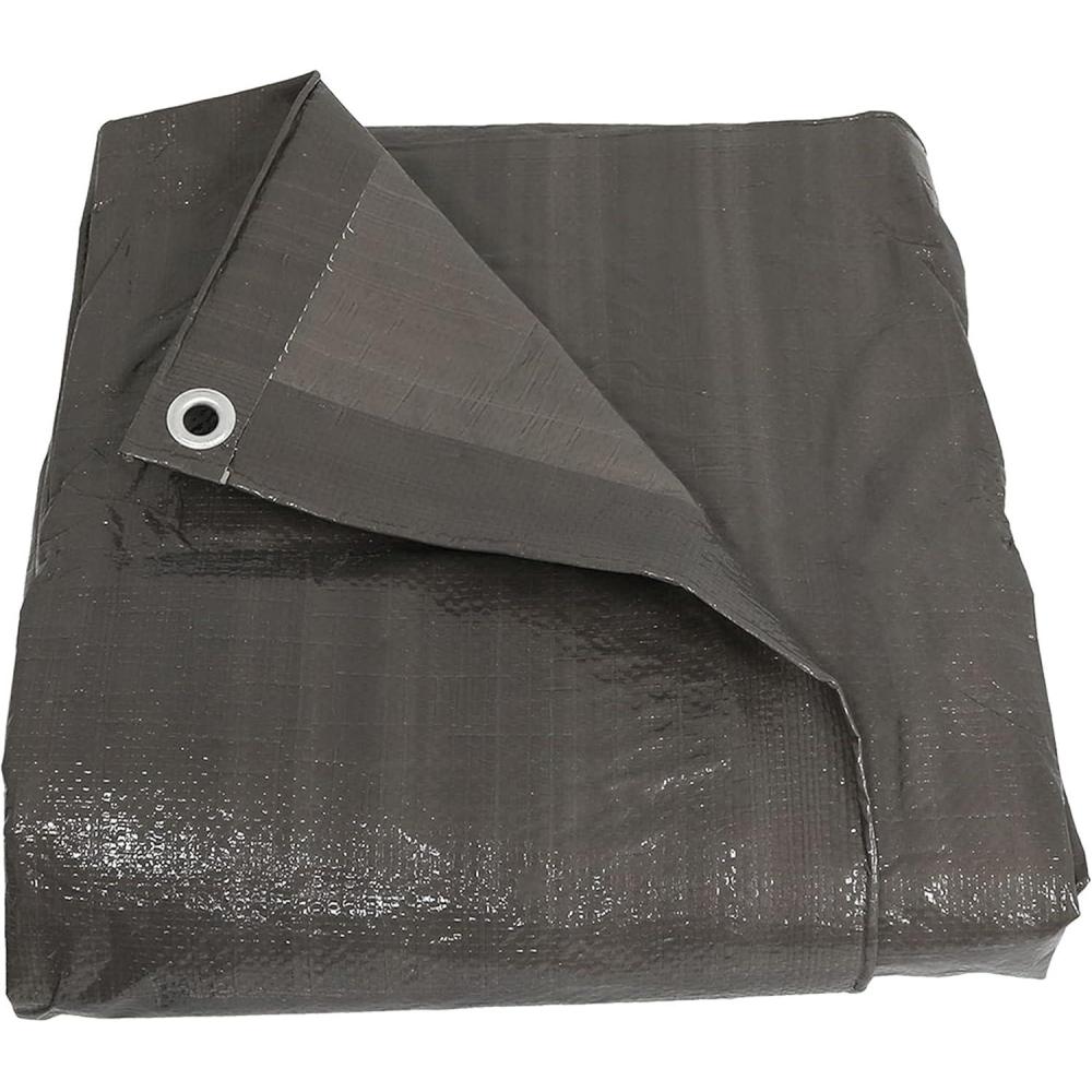 imageSunnydaze 16 x 20 Foot Plastic Reversible HeavyDuty Multipurpose Tarp Laminated on Both Sides Dark Gray16 ft x 20 ft