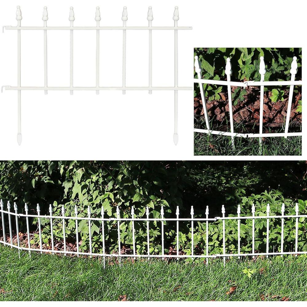 imageSunnydaze 20Panel Roman Iron Decorative Garden Fence Border 36ft L x 18in H No Dig Metal Garden Fencing for Animal Barrier Flower Bed Yard BlackWhite