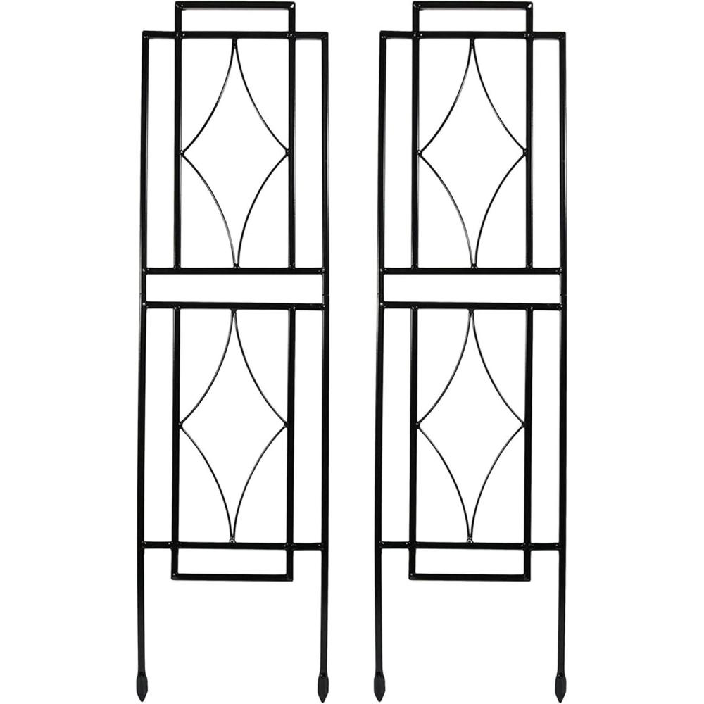 imageSunnydaze 32Inch Traditional Decorative Outdoor Trellis Metal Wire Garden Trellis for Climbing Plants and Flowers Set of 2Chic Diamonds 32