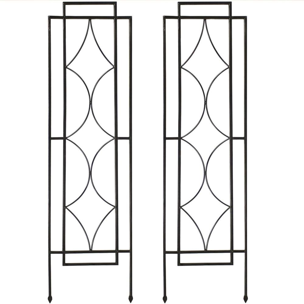 imageSunnydaze 32Inch Traditional Decorative Outdoor Trellis Metal Wire Garden Trellis for Climbing Plants and Flowers Set of 2Chic Diamonds 48