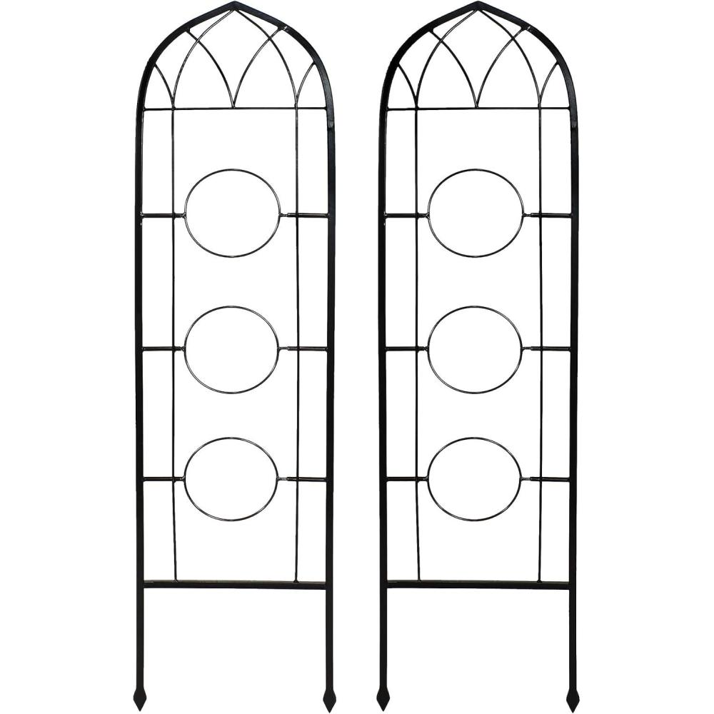 imageSunnydaze 32Inch Traditional Decorative Outdoor Trellis  Metal Wire Garden Trellis for Climbing Plants and Flowers  Set of 2Flowerpot Supports  48