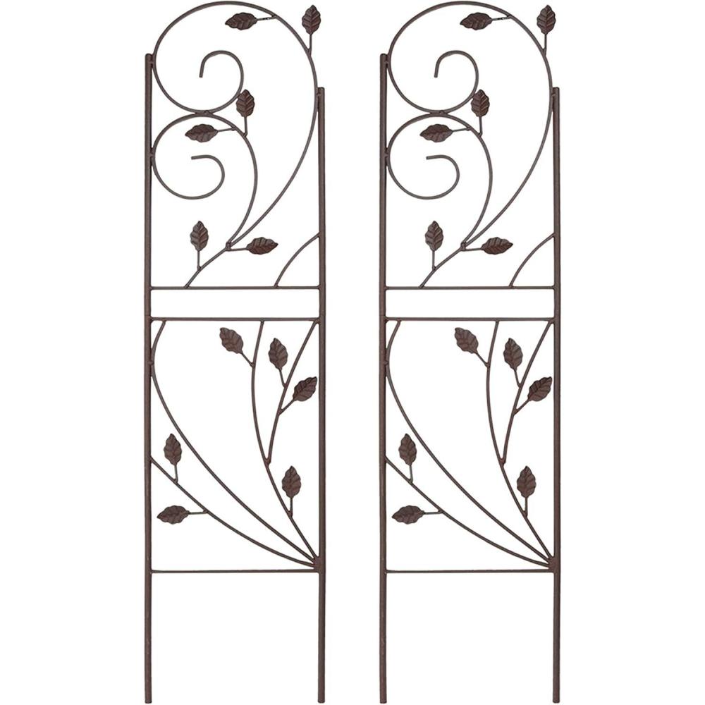 imageSunnydaze 32Inch Traditional Decorative Outdoor Trellis Metal Wire Garden Trellis for Climbing Plants and Flowers Set of 2Rustic