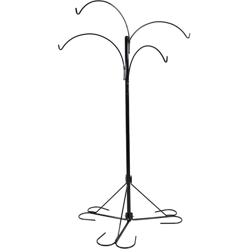 imageSunnydaze 4Arm Hanging Basket Plant Stand with Adjustable Arms Black 84quot