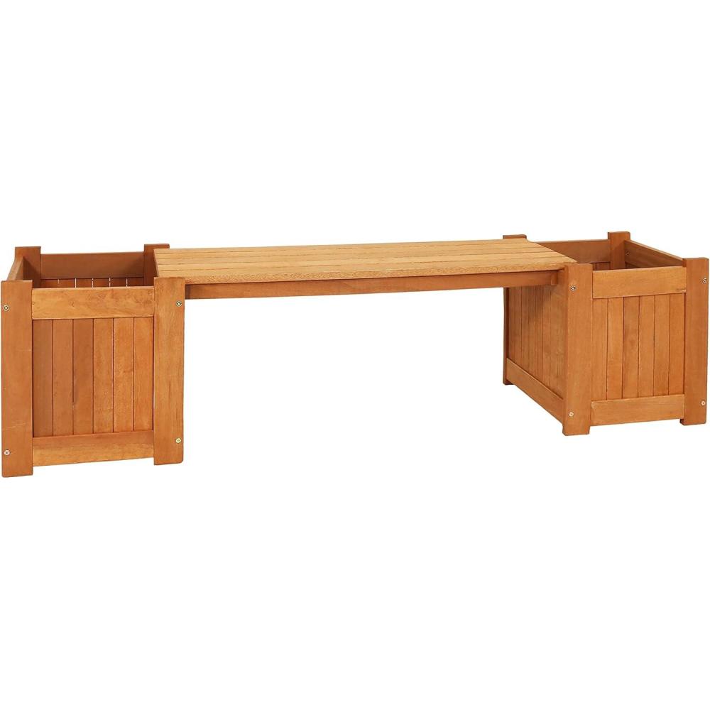 imageSunnydaze 68Inch Meranti Wood Outdoor Planter Box Bench with Teak Oil Finish