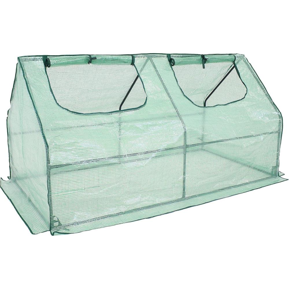imageSunnydaze Outdoor Portable Mini Cloche Greenhouse with 2 Zipper Doors Green