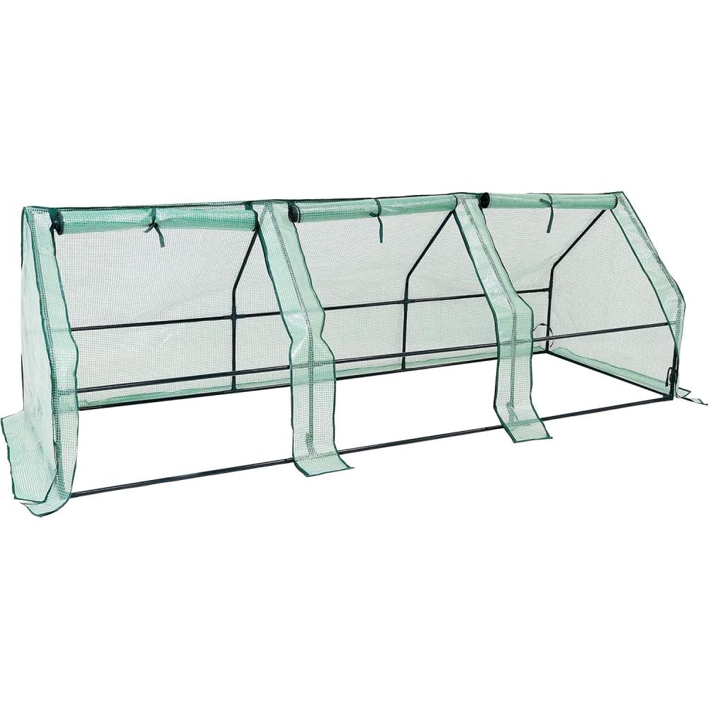imageSunnydaze Outdoor Portable Mini Cloche Greenhouse with 3 Zipper Doors Green