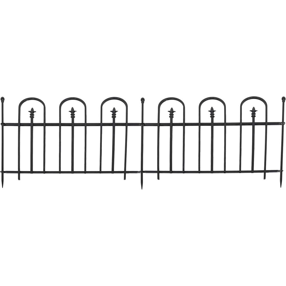 imageSunnydaze Strasbourg 6 Set of 2 Steel Decorative Garden Fence Panels 375quot W x 305quot H Per Panel Black