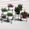 Sunnydaze 22″ 3-Tiered Metal Plant Stand for Indoor or Outdoor Flowerpot Holder – Set of 2 – Black