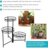 Sunnydaze 22″ 3-Tiered Metal Plant Stand for Indoor or Outdoor Flowerpot Holder – Set of 2 – Black