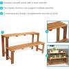 Sunnydaze 2-Tier Meranti Outdoor Wood Plant Stand – Indoor Plant Bench with Teak Oil Finish – 24-Inch