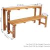 Sunnydaze 2-Tier Meranti Outdoor Wood Plant Stand – Indoor Plant Bench with Teak Oil Finish – 24-Inch