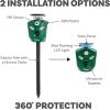 Sunnydaze 360° Solar-Powered Ultrasonic Animal Repeller with Mounting Pole – Solar Power or USB – 3 PIR Motion Sensors, 19.5, Green, XPT-0631