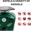 Sunnydaze 360° Solar-Powered Ultrasonic Animal Repeller with Mounting Pole – Solar Power or USB – 3 PIR Motion Sensors, 19.5, Green, XPT-0631