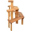 Sunnydaze 3-Tier Meranti Wood Outdoor Plant Stand with Teak Oil Finish – 5.75 Feet Wide – Indoor and Outdoor Use