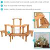 Sunnydaze 3-Tier Meranti Wood Outdoor Plant Stand with Teak Oil Finish – 5.75 Feet Wide – Indoor and Outdoor Use
