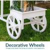 Sunnydaze 3-Tiered Flower Cart Display Stand with Wheels – Flower Display Stand or Planter – Wooden Cart with Chalkboard – White
