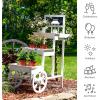 Sunnydaze 3-Tiered Flower Cart Display Stand with Wheels – Flower Display Stand or Planter – Wooden Cart with Chalkboard – White