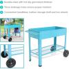Sunnydaze 43-Inch Galvanized Steel Raised Garden Bed with Legs – Outdoor Elevated Planter Box with Wheels for Vegetables – Black(Blue)