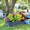 Sunnydaze 48-Inch x 11.75-Inch Rectangle Dark Gray Corrugated Galvanized Steel Raised Garden Bed and Clear 4 x 3 Feet Mini Greenhouse with 2 Zippered Side Doors and Steel Tube Frame with PVC Panels Bu