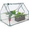 Sunnydaze 48-Inch x 11.75-Inch Rectangle Dark Gray Corrugated Galvanized Steel Raised Garden Bed and Clear 4 x 3 Feet Mini Greenhouse with 2 Zippered Side Doors and Steel Tube Frame with PVC Panels Bu