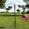 Sunnydaze 4-Arm Hanging Basket Plant Stand with Adjustable Arms – Black – 84″
