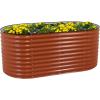 Sunnydaze 79-Inch Oval Raised Garden Bed – Stackable Steel Vegetable Flower Bed Planter Kit with Rubber Edge Trim – Brown(Brown)