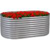 Sunnydaze 79-Inch Oval Raised Garden Bed – Stackable Steel Vegetable Flower Bed Planter Kit with Rubber Edge Trim – Brown(Silver)
