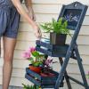 Sunnydaze Country Heart 3-Tier Wooden Plant Stand with Chalkboard – Wood Ladder Shelf for Plants – For Indoor or Outdoor Use – 41″ H – Black(Black)