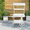 Sunnydaze Flower Cart Display Stand with Wheels – Dessert Candy Cart – Market Flower Display Stand – 2 Shelves – Fir Wood – White(White)