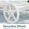 Sunnydaze Flower Cart Display Stand with Wheels – Dessert Candy Cart – Market Flower Display Stand – 2 Shelves – Fir Wood – White(White)