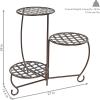 Sunnydaze Indoor or Outdoor Plant Stand for Potted Plants – 3-Tier Checkered Design – Set of 2 – Bronze