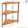 Sunnydaze Meranti Wood 3-Tier Corner Plant Stand Shelves with Teak Oil Finish – Indoor/Outdoor Wooden Planter Furniture – Potted Plant Holder Table for Patio and Home – 36-Inch