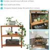 Sunnydaze Meranti Wood 3-Tier Corner Plant Stand Shelves with Teak Oil Finish – Indoor/Outdoor Wooden Planter Furniture – Potted Plant Holder Table for Patio and Home – 36-Inch