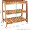 Sunnydaze Outdoor Meranti Wood 3-Tiered Garden Shelf with Teak Oil Finish