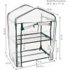 Sunnydaze Outdoor Portable 2-Tier Mini Greenhouse with Roll-up Zippered Door and Steel Wire Shelves – Clear