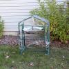 Sunnydaze Outdoor Portable 2-Tier Mini Greenhouse with Roll-up Zippered Door and Steel Wire Shelves – Clear